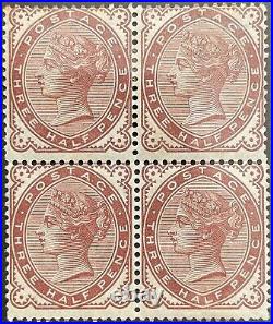 SG167 GB 1880 QV 1.5d Block Of 4, Bottom 2 Unmounted Mint Venetian Red