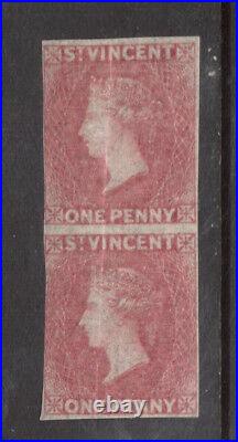 St Vincent #1a Mint Rare Pre Print Paper Fold Unused (No Gum) Pair Variety