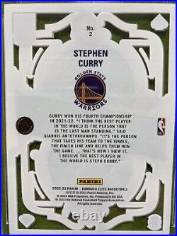 Stephen Curry CLEAR ELITE DECK PSA 9 CARD JERSEY #30 Warriors 2022 Donruss Elite