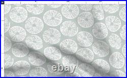 Tablecloth Coastal Block Print Stamps White Mint Soft Blue Cotton Sateen