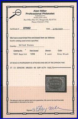USAstamps Unused VF US 1898 Post Office Prov. R. I. Sctt 10x1 Re-Print NG +Cert