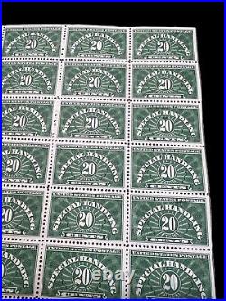 US BOB #QE3 1940 20c Special Handling Wet Printing Sheet of 50 MNH