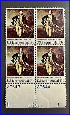 U. S. Stamp American Bicentennial Washington At Princeton 13c Print Block Plate #