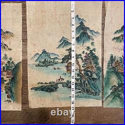 VINTAGE JAPANESE ZEN ART COLORED PRINTS ON CANVAS CLOTH With SEAL STAMPS Lot of 3