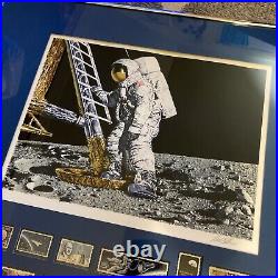 Vintage 1979 Signed Print Stamps The Conquest Of Space Mint? Astronaut Moon
