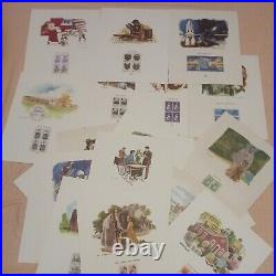 Vintage Commemorative Print/Stamp Large Estate Lot of (33) 13×10 pages