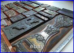 Vintage Printing Press Blocks metal wood Stamps Colorado Advertising GM lot