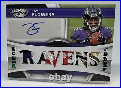 Zay Flowers 2023 Certified Piece Of The Game 2/5 Auto Patch LOGO EMERALD Ravens