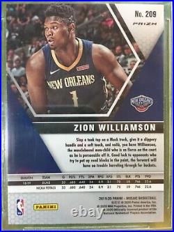Zion Williamson BLUE MOSAIC PRIZM ROOKIE CARD 9 BGS 9.5 x3 ZION WILLIAMSON RC SP